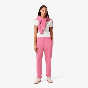 Lacoste Women's Piqué Sweatpants Bubblegum Pink Large 42 Athleisure Preppy G42